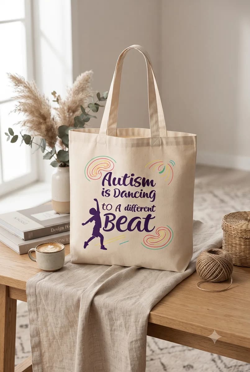 Colorful hand-lettered quote reading 'Autism Is Dancing To A Different Beat'
